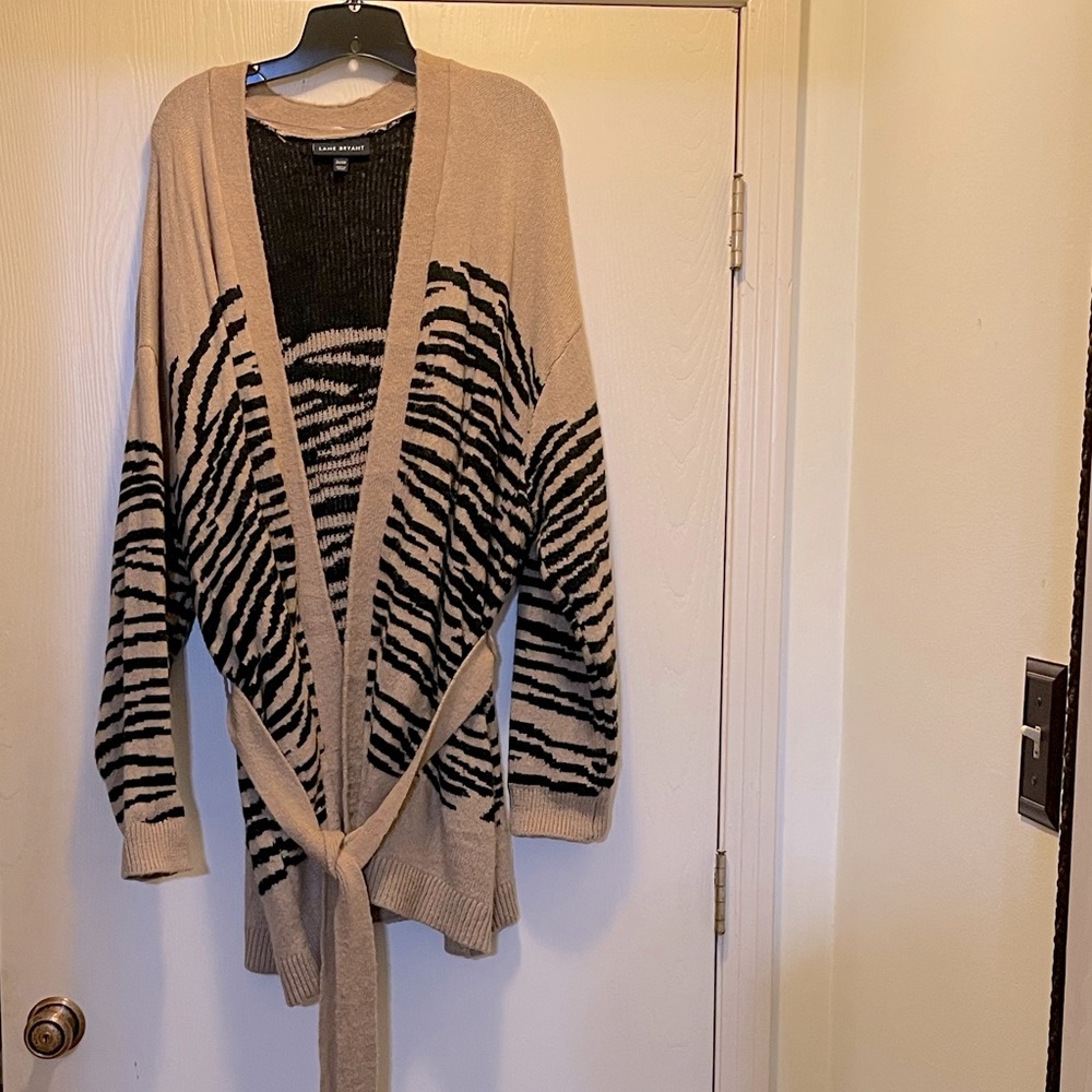 Lane Bryant Tiger Print Belted Cardigan Size 26/28
